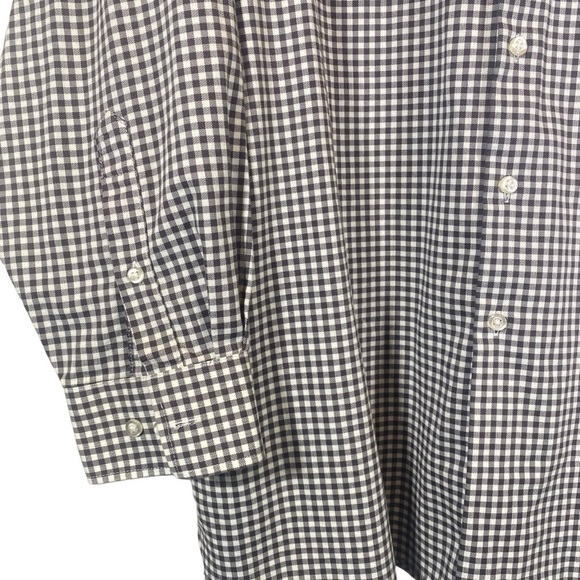 Van Heusen Flex Men's size 17.5 long sleeve button up shirt black white gingham - Picture 4 of 7